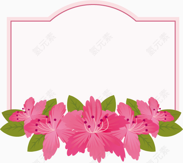 粉色桃花装饰的多边形边框