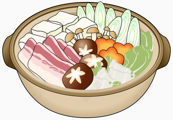 日本食品砂锅矢量图