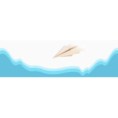 卡通海洋大波浪纸飞机飘过