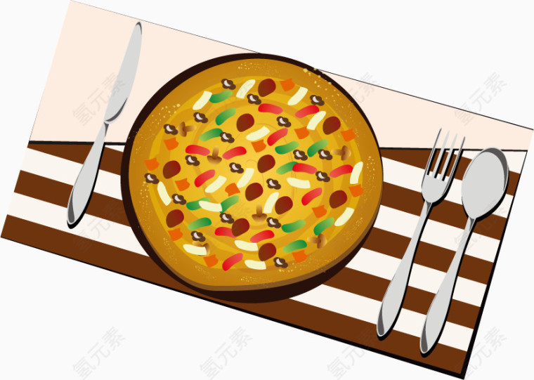 矢量披萨和餐具