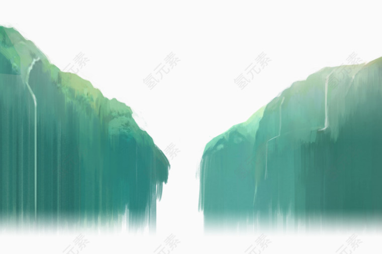 水彩画大山