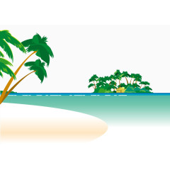卡通手绘沙滩椰树海水岛屿