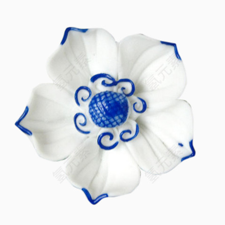 蓝白青花瓷花