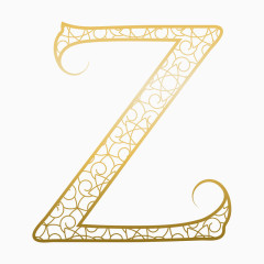金色英文网状字母素材Z