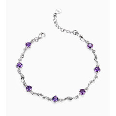 紫宝石纯银手链