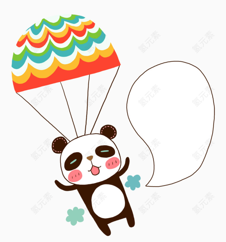 熊猫气球卡通对话框泡泡框  