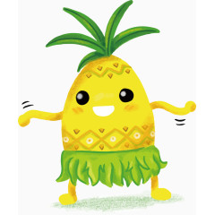 卡通形象跳草裙舞的菠萝