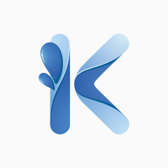 蓝色水纹字母字体K
