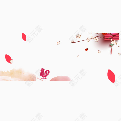 粉红色灯笼落花装饰背景