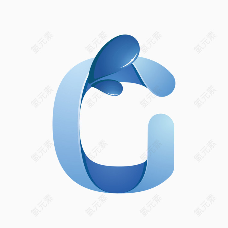 蓝色水纹字母字体G