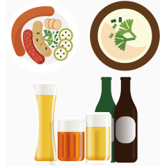 德国啤酒德国香肠简易画图标元素