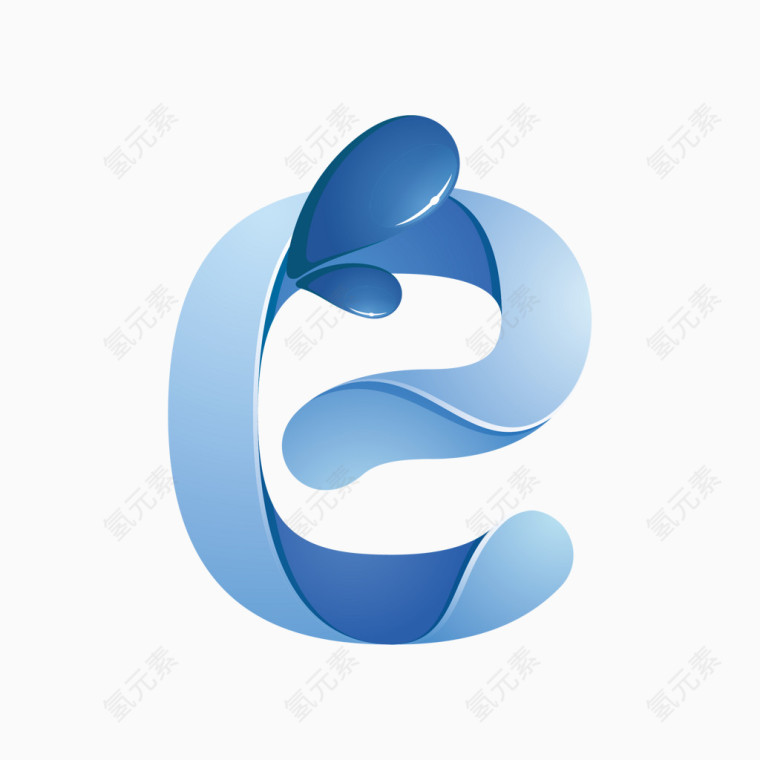 蓝色水纹字母字体E