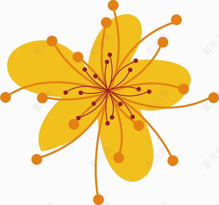 黄色的矢量花朵效果元素