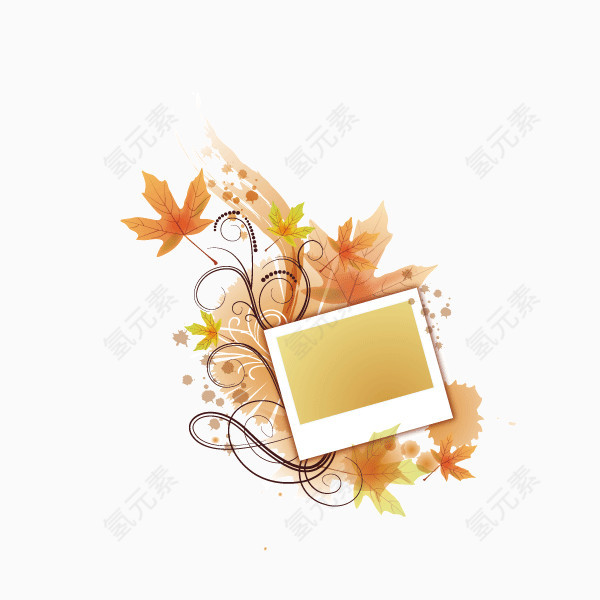 文案背景元素 花纹 相片纸 暖色调 秋叶