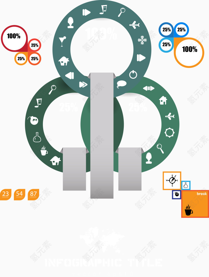 矢量墨绿色圆圈图表