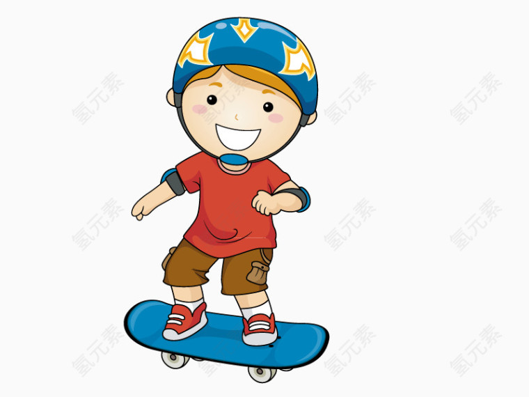 玩滑板小孩矢量素材