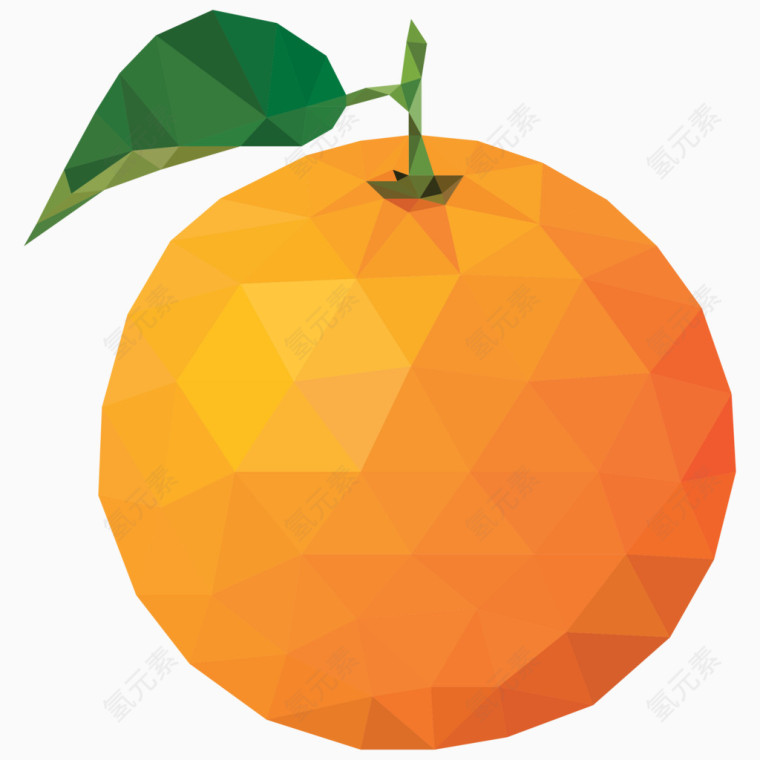 卡通三角晶格化水果橘子