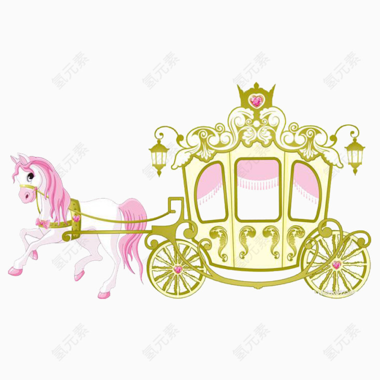 粉色小车拉的可爱马车