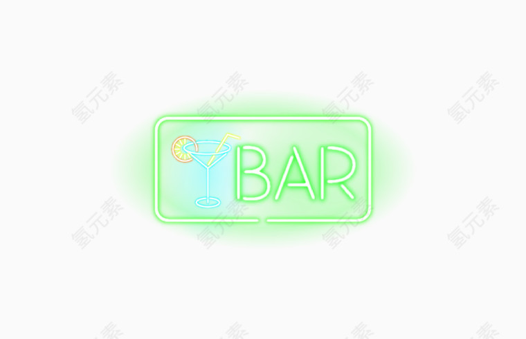 炫酷绿色霓虹灯bar酒吧标志