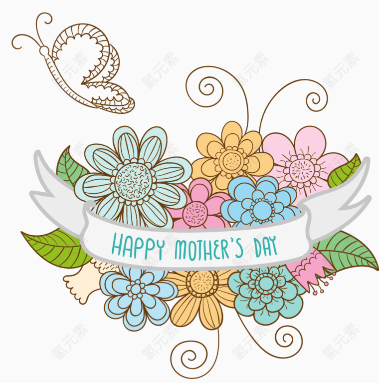 母亲节矢量花卉标签设计