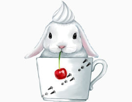 手绘茶杯兔