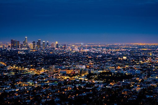 城市,洛杉矶,市容,天际线,市中心,摩天楼,美国,夜,免費的照片,免费