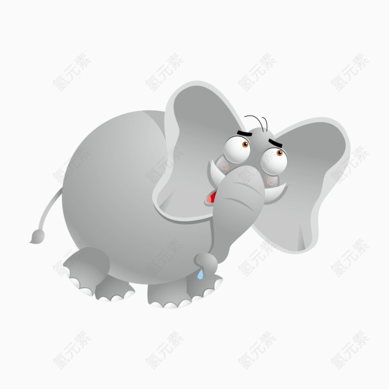 矢量可爱灰色大象插图