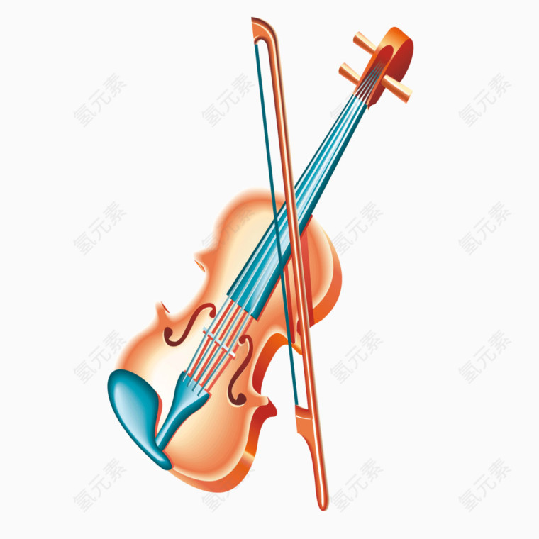 矢量卡通木质小提琴