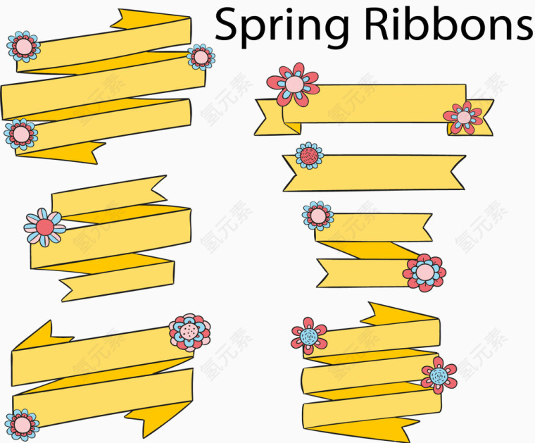 黄色旋转春天彩带