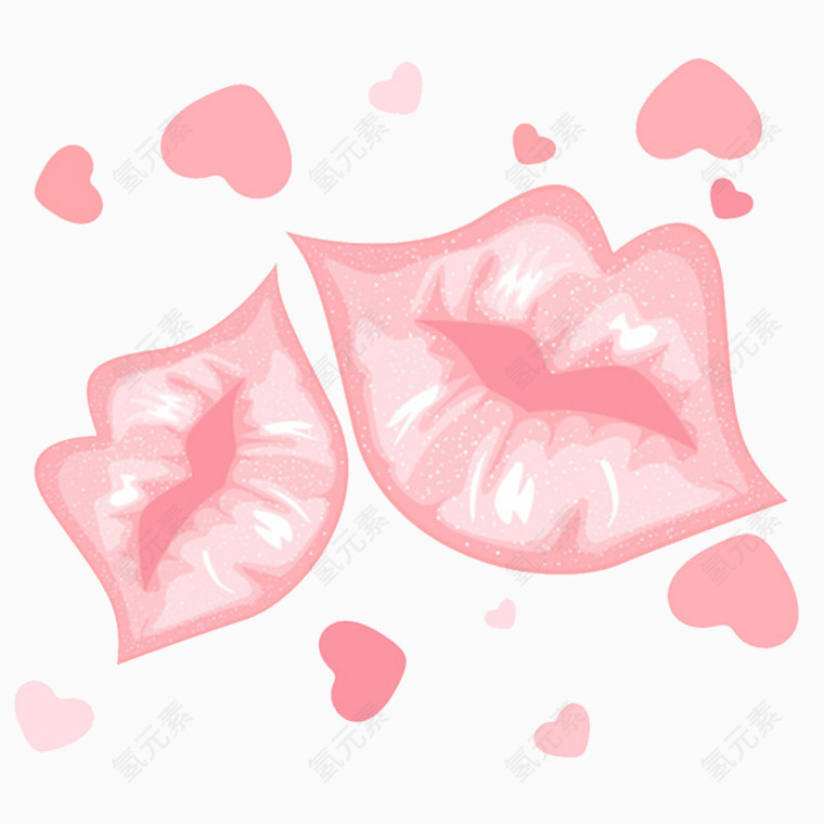 粉红嘴唇和爱心