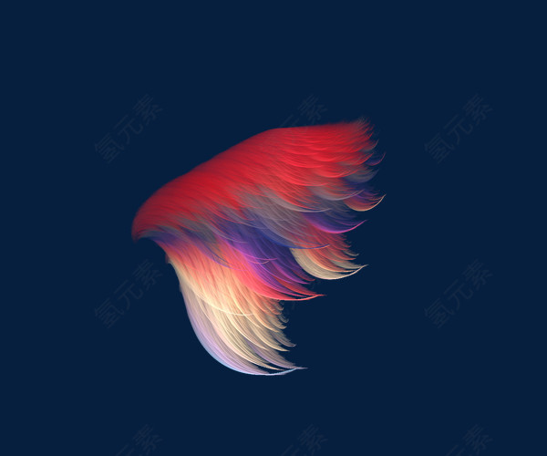 彩色羽毛翅膀创意装饰图案