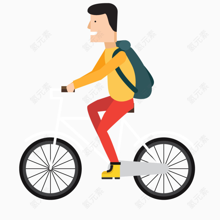 彩色人物自行车健身