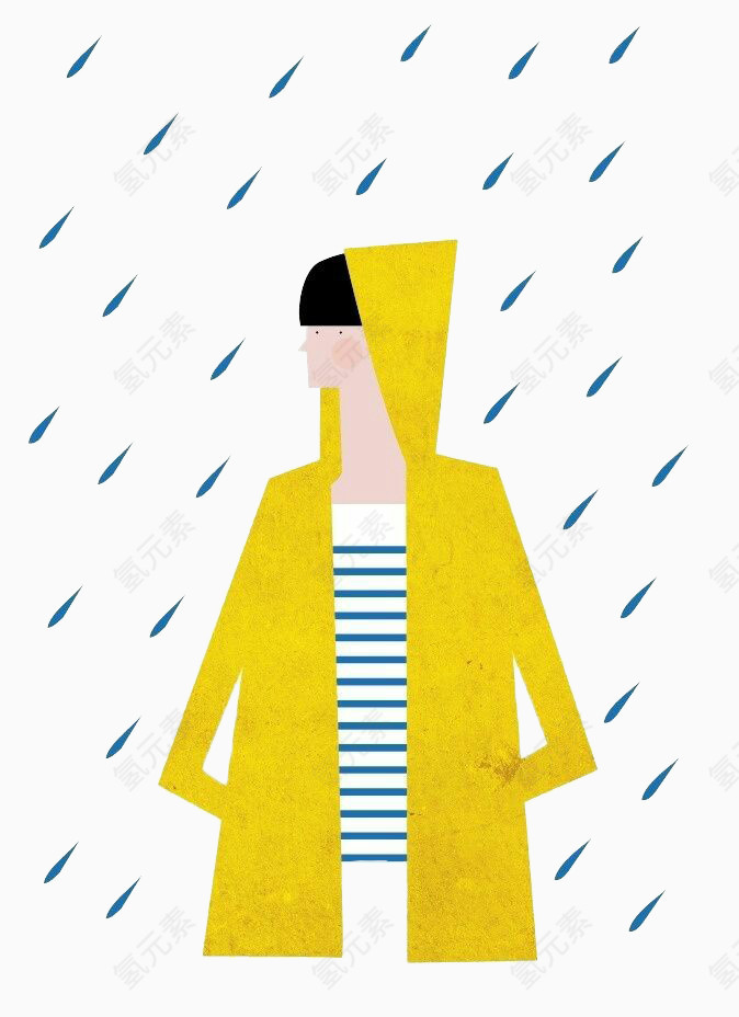 黄色衣服女孩和雨点