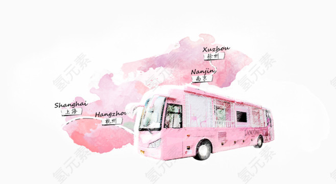 粉色大巴车