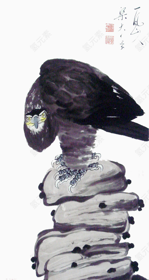 鹰传统水墨画装饰素材