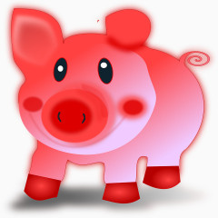 粉红色脸微红的猪