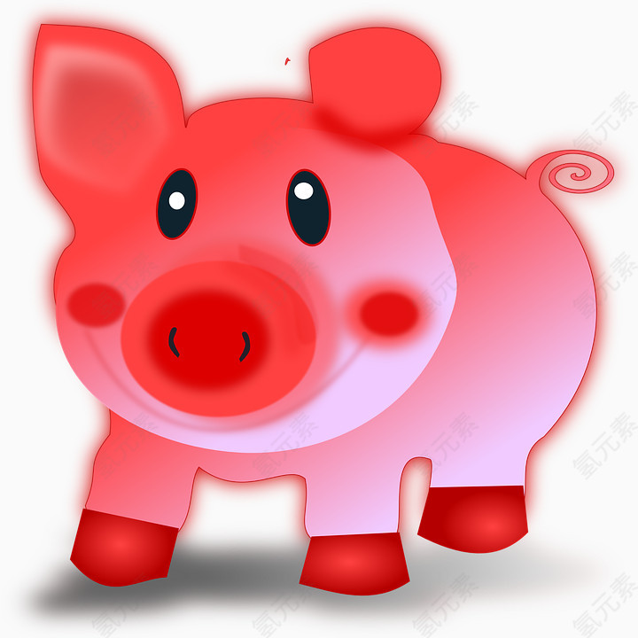 粉红色脸微红的猪
