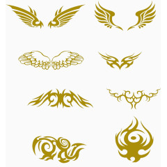 金色翅膀纹身图案