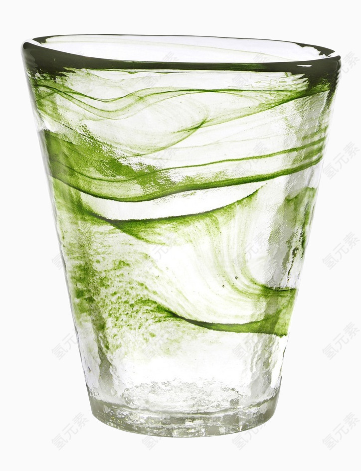 绿色纹理玻璃杯