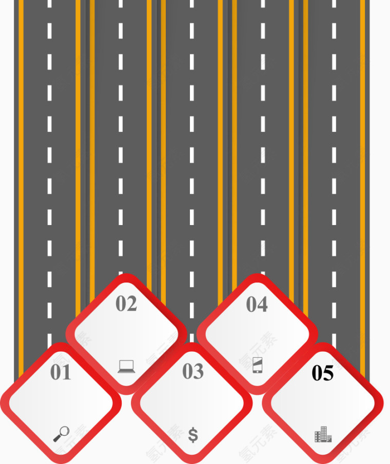 矢量高速路菱形信息图