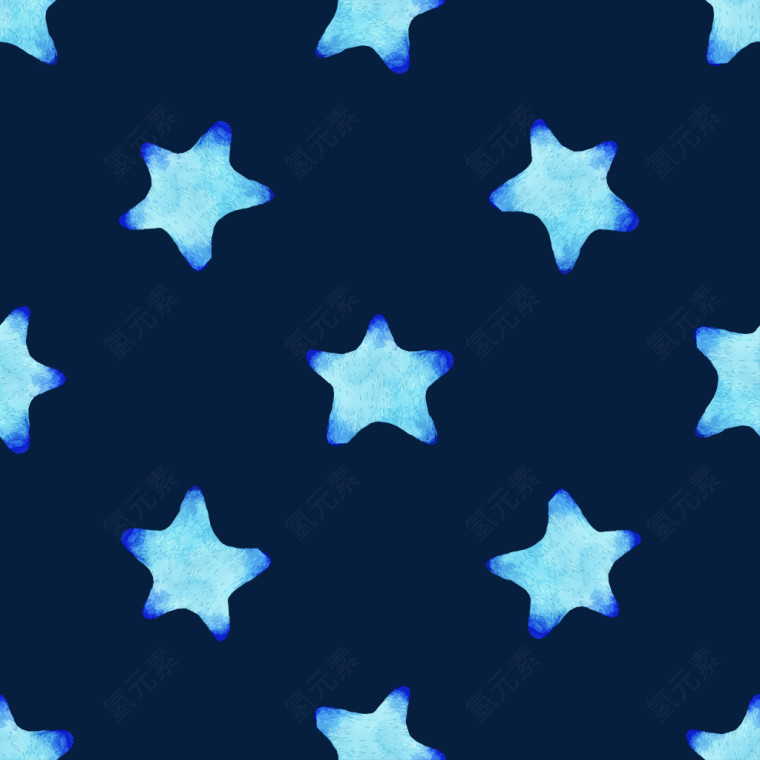 清新森系水彩蓝色星星花纹底纹