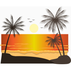 椰子树海边日落