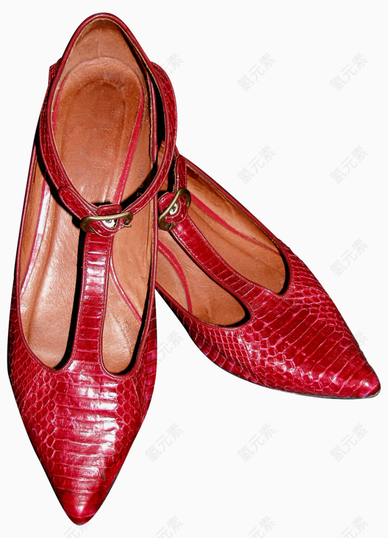 红色蛇皮高跟鞋