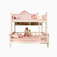 韩式儿童床高低床女孩粉紫色公主床 幼儿园床