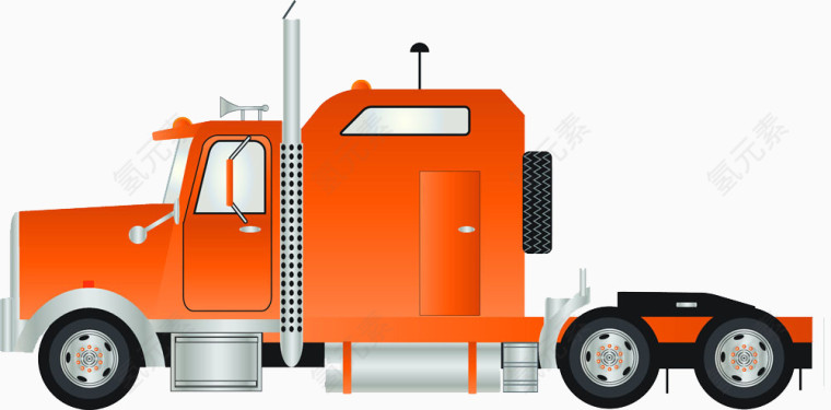 卡通手绘橙色拉货车