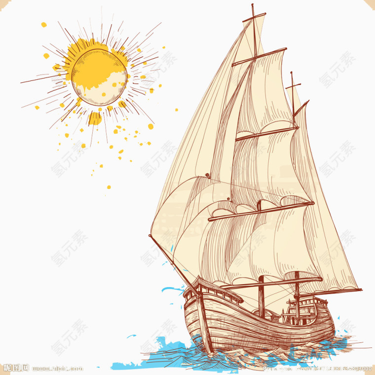 插画帆船
