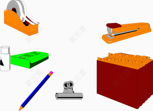 卡通办公用品矢量
