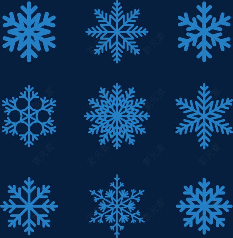 蓝色创意雪花矢量漫天飞雪素材