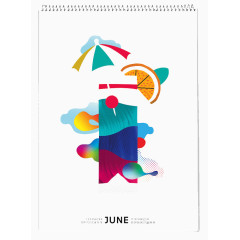 六月创意彩色日历设计
