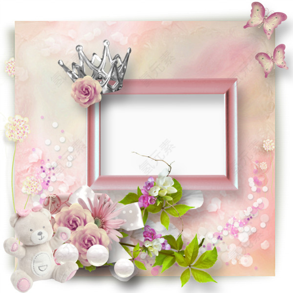 粉色墙壁浪漫皇冠装饰边框